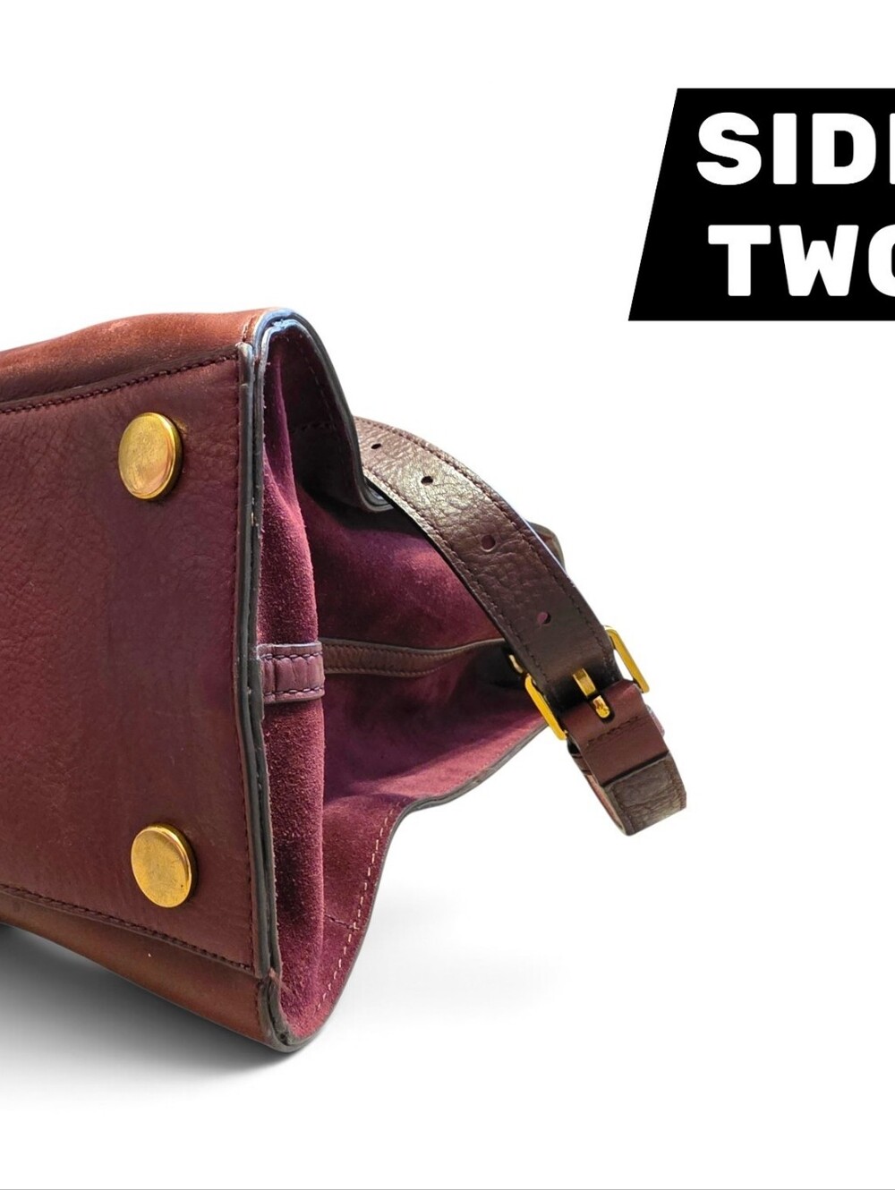 Fossil Carmen Leather and Suede Burgundy Tote Bag - Picture 6 of 8